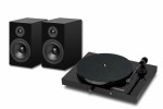 Pro-Ject Juke Box E1 HiFi Set Zestaw Gramofon Jukebox E1 + głośniki podstawkowe Speaker Box 5 -  Black  Piano Czary