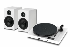 Pro-Ject Juke Box E1 HiFi Set Zestaw Gramofon Jukebox E1 + głośniki podstawkowe Speaker Box 5 -  White Biały